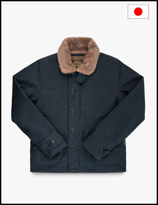 Iron Heart IHM-35 Alpaca Lined Whipcord N1 Deck Jacket - Navy