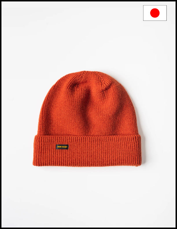IHG-080 100% Wool Ribbed Beanie - Orange