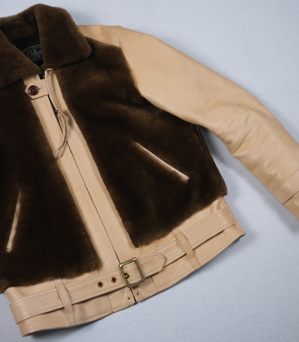 The Shop X Double Helix &quot;Baby Bear&quot; Natural Horsehide and Shearling Grizzly Jacket