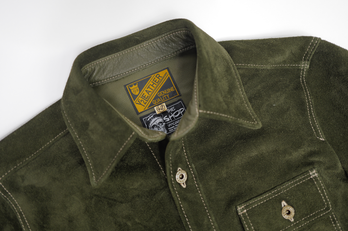 The Shop Vancouver Chore Shirt Steer rough out Olive