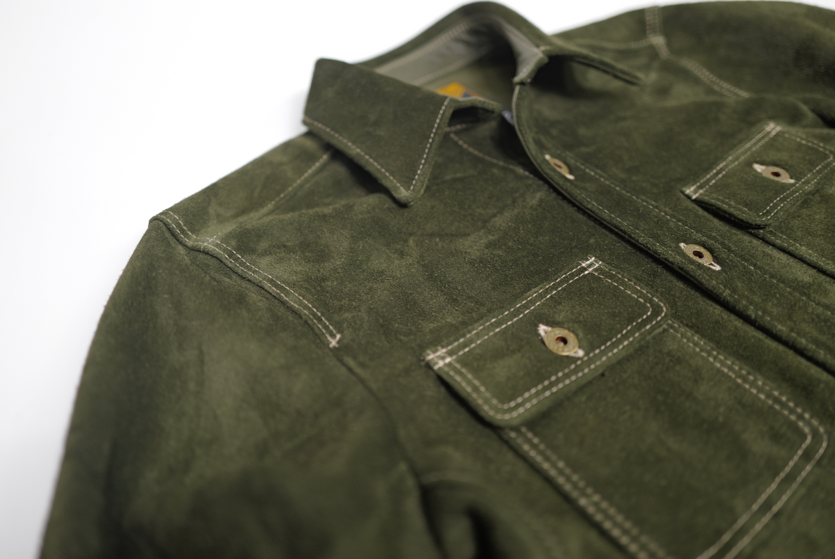 The Shop Vancouver Chore Shirt Steer rough out Olive