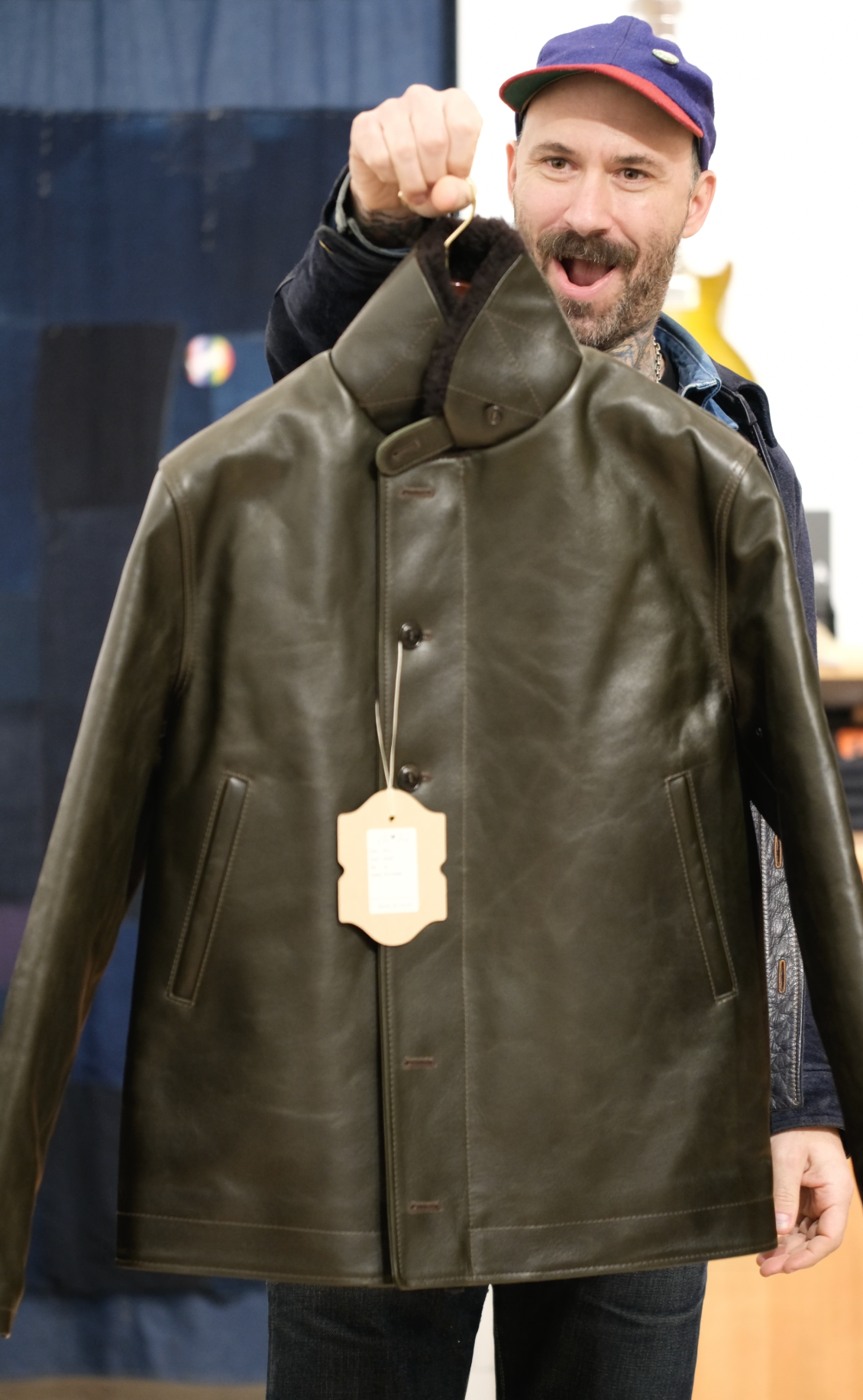 The Shop X Y'2 Leather 1.3mm Olive Eco Horse N1 Deck Jacket