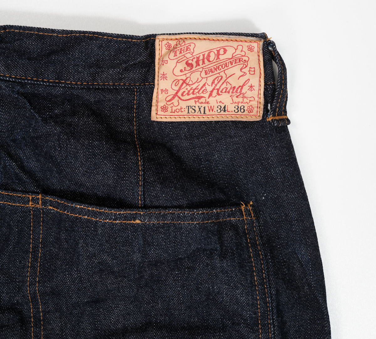 The Shop X Little Hand & Co. TSX1 Japanese selvedge denim jeans UNSANFORIZED