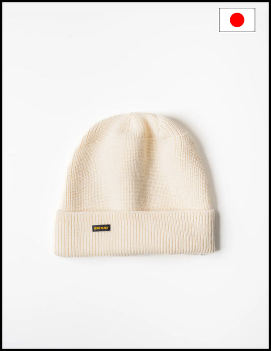 IHG-080 100% Wool Ribbed Beanie - White