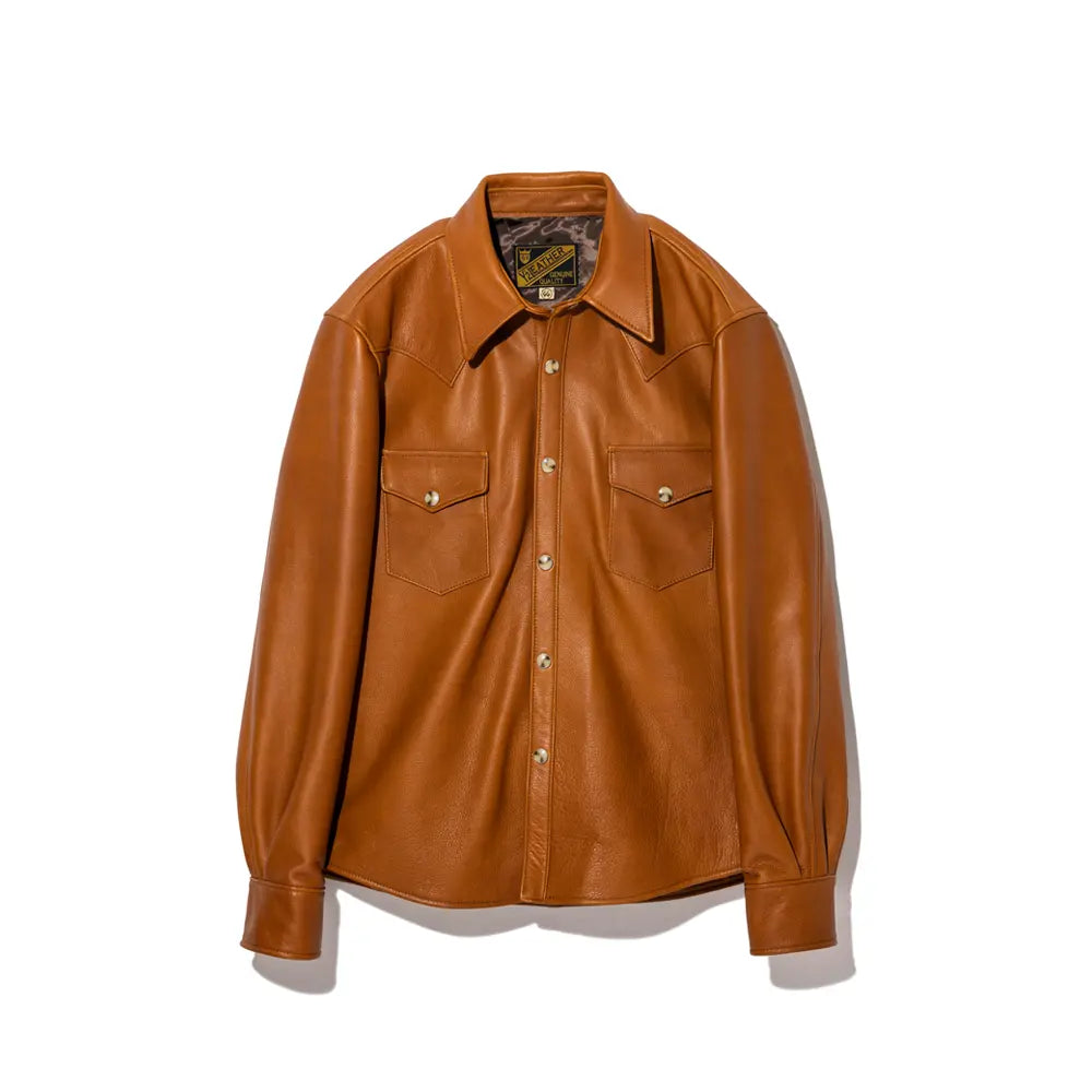 Y'2 Leather SS-13 Steer Oil Western Shirt Camel
