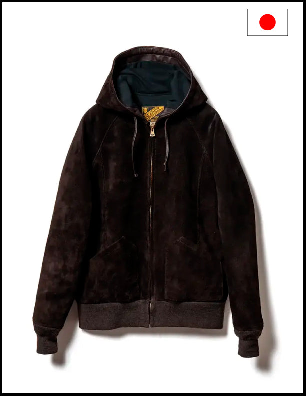 Y'2 Leather TB-152 STEER ROUGHOUT HOODED PARKA BROWN