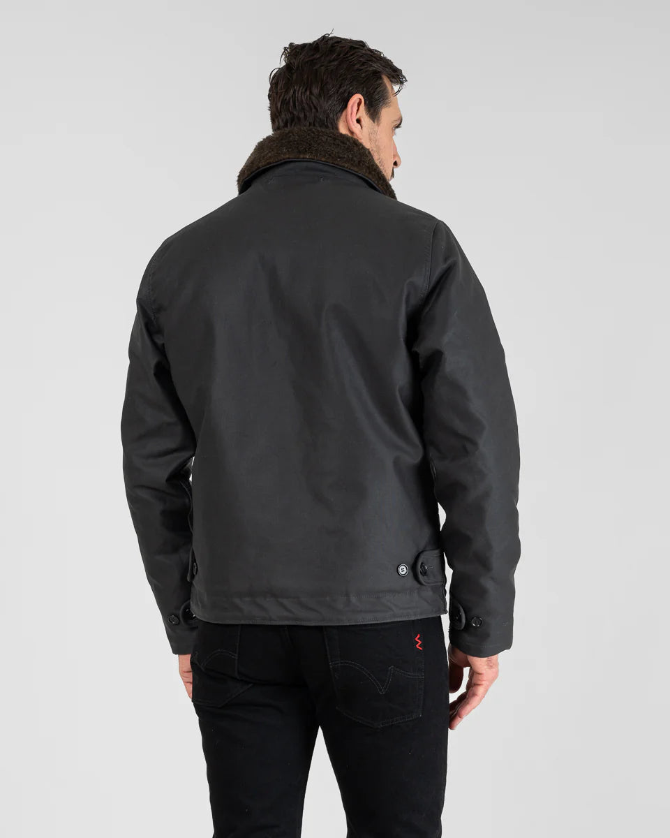 Iron Heart IHM-37 Oiled Whipcord N1 Deck Jacket - Black