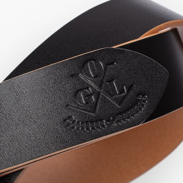 OGL Single Prong Garrison Buckle Leather Belt - Hand-Dyed Black