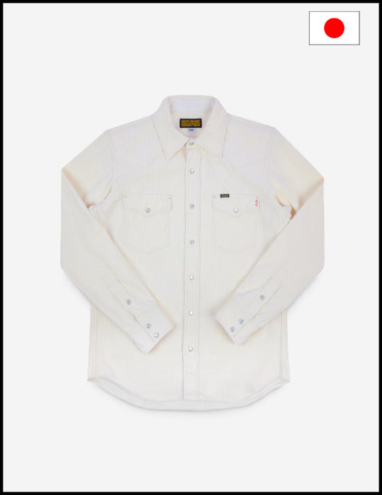 Iron Heart IHSH-398 11oz Corduroy Western Shirt - Off White