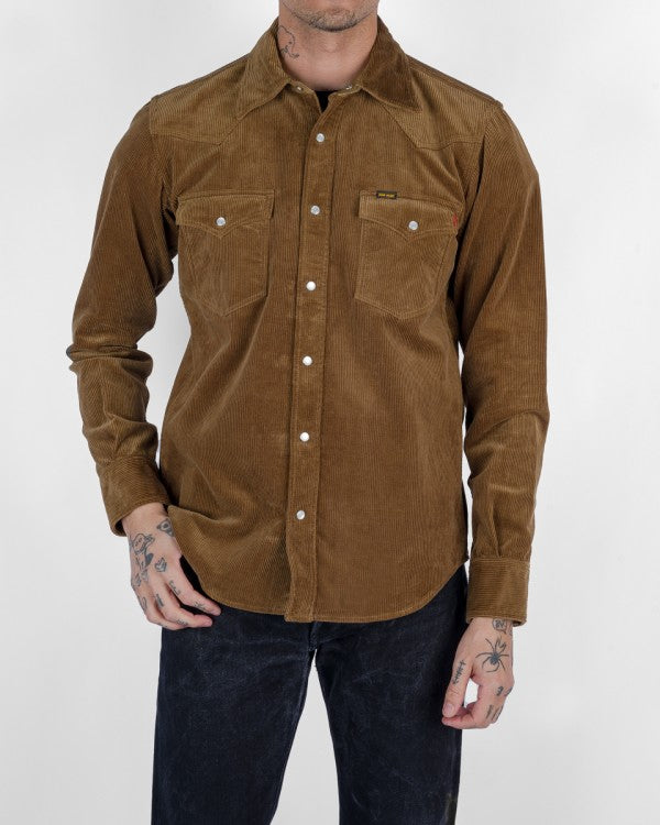 Iron Heart IHSH-398 11oz Corduroy Western Shirt - Camel