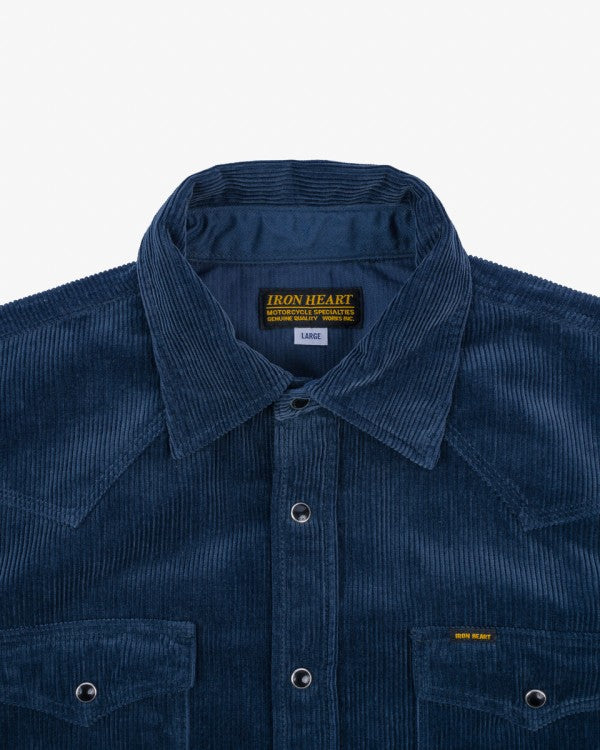 Iron Heart IHSH-398 11oz Corduroy Western Shirt - Navy