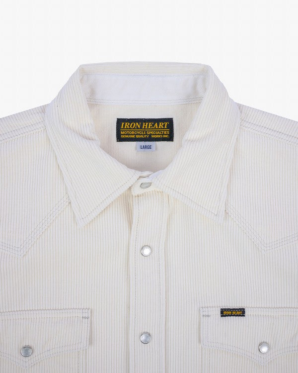 Iron Heart IHSH-398 11oz Corduroy Western Shirt - Off White