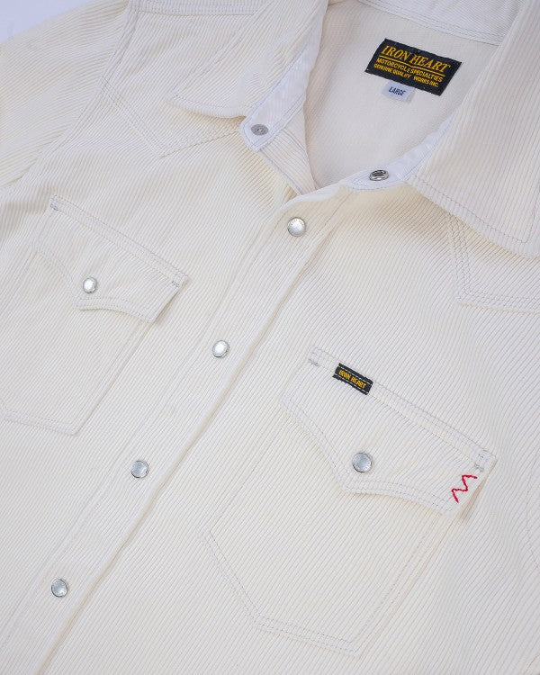 Iron Heart IHSH-398 11oz Corduroy Western Shirt - Off White