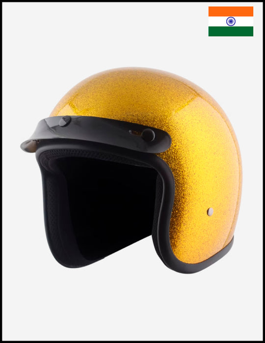 Classic Super Low Profile 3/4 Helmet Gold Metal Flake