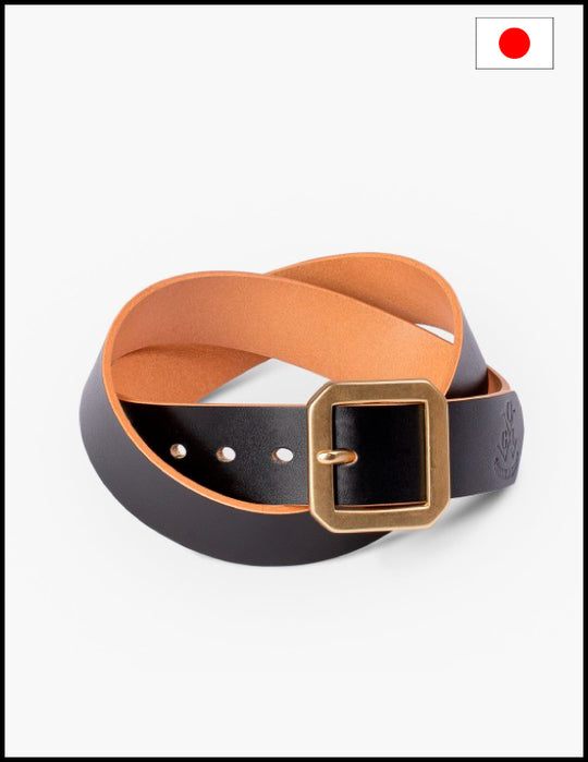 OGL Single Prong Garrison Buckle Leather Belt - Hand-Dyed Black