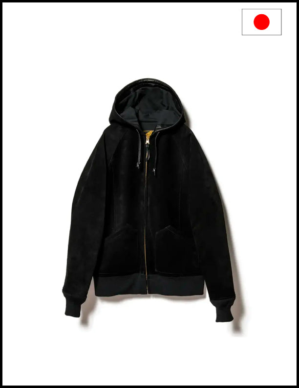 Y'2 Leather TB-152 STEER ROUGHOUT HOODED PARKA BLACK