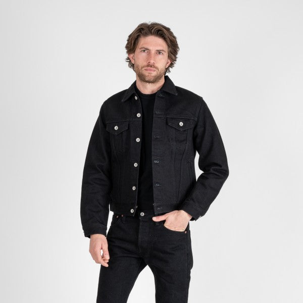 IH-526-SBG  21oz Selvedge Denim Modified Type III Jacket - Superblack (Fades To Grey)