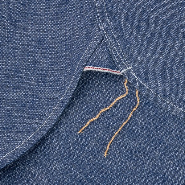 Iron Heart  IHSH-13 10oz Selvedge Chambray Single Yoke Western Shirt - Blue