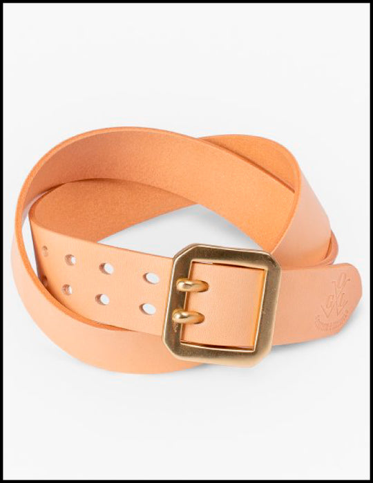 OGL Double Prong Garrison Buckle Leather Belt - Natural
