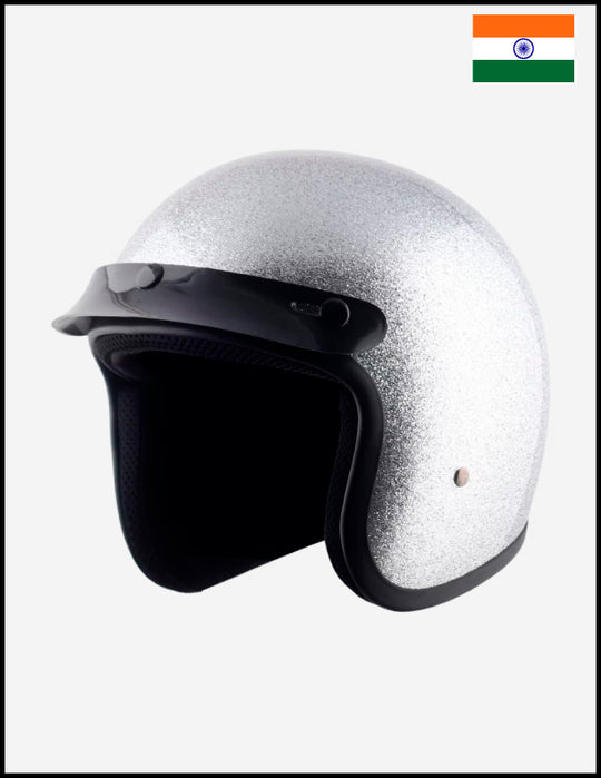 Classic Super Low Profile 3/4 Helmet Silver Metal Flake