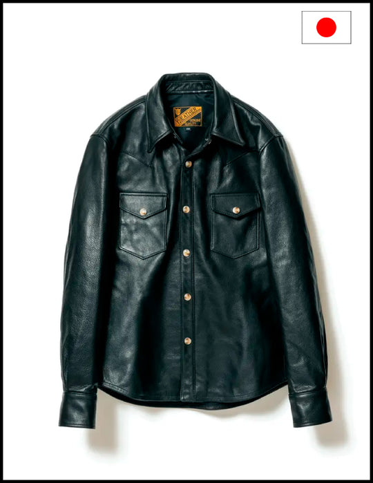 Y'2 Leather SS-13 Steer Oil Western Shirt Black