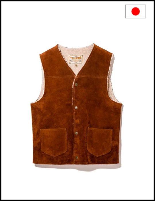Y'2 Leather WJ-06  STEER ROUGHOUT WOOL BOA VEST