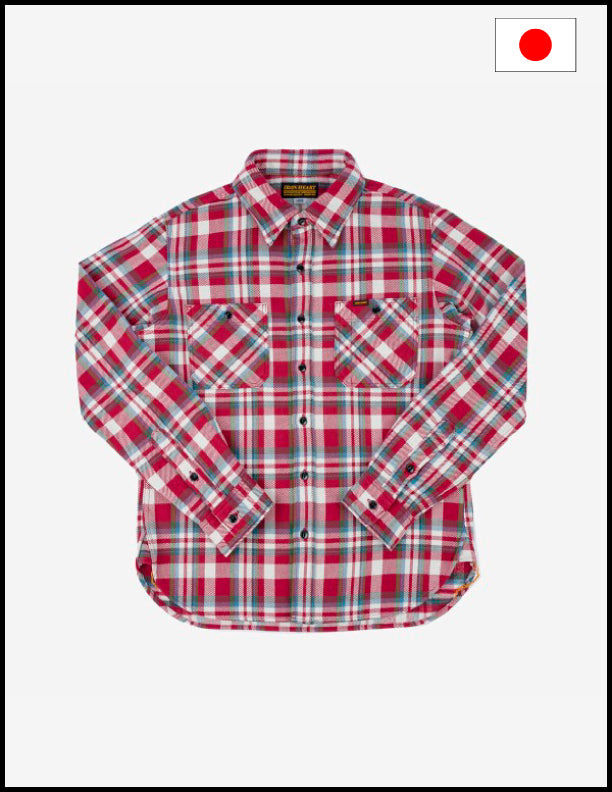 Iron Heart IHSH-371-RED Ultra Heavy Flannel Crazy Check Work Shirt