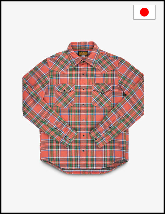 Iron Heart IHSH-436 Ultra Heavy Flannel American Check Western Shirt - Red "The Watermelon Man"