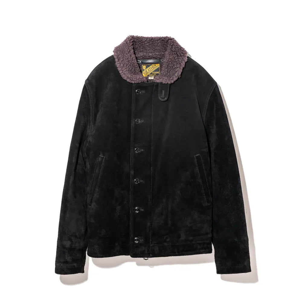 Y'2 Leather T-N1 Steer Rough out Deck Jacket Black
