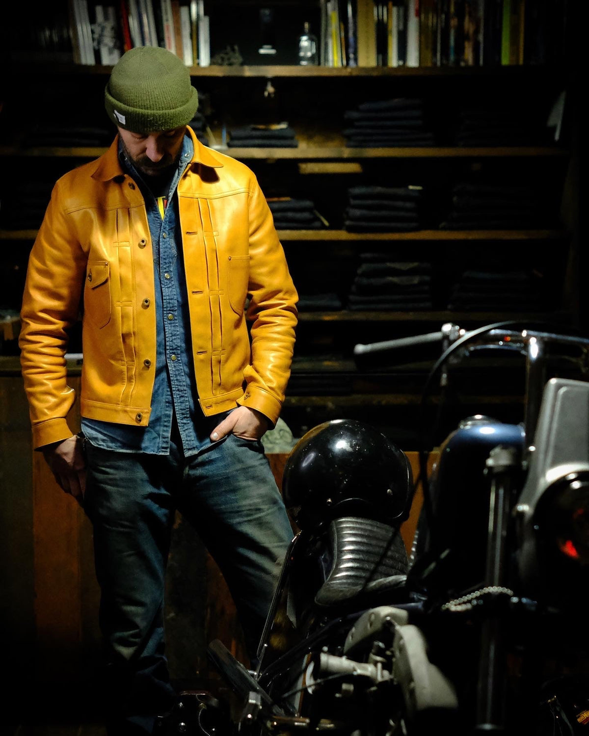 The Shop X Double Helix Western Cowboy two 1.5mm Oiled Waxed Horsehide Jacket