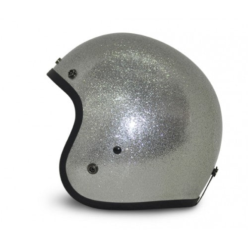 Classic Super Low Profile 3/4 Helmet Silver Metal Flake.