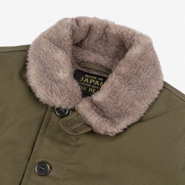 Iron Heart IHM-35-ODG Alpaca Lined Whipcord N1 Deck Jacket - Olive