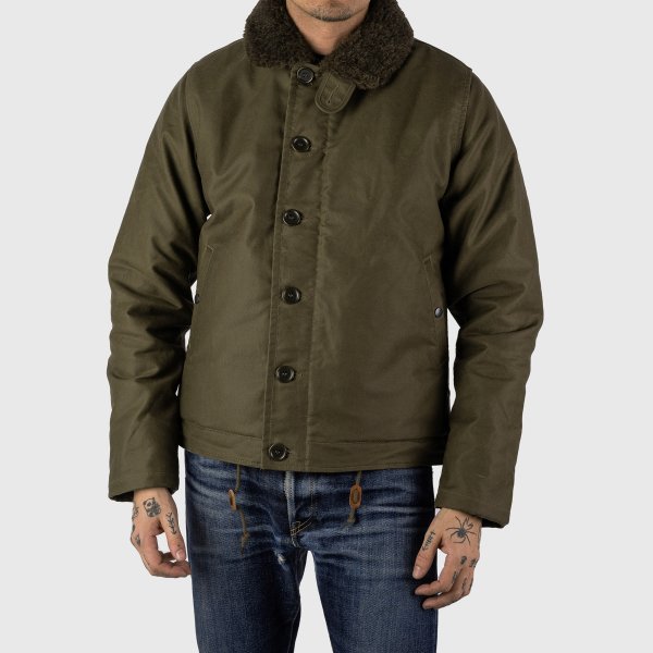 Iron Heart IHM-37 Oiled Whipcord N1 Deck Jacket - Olive
