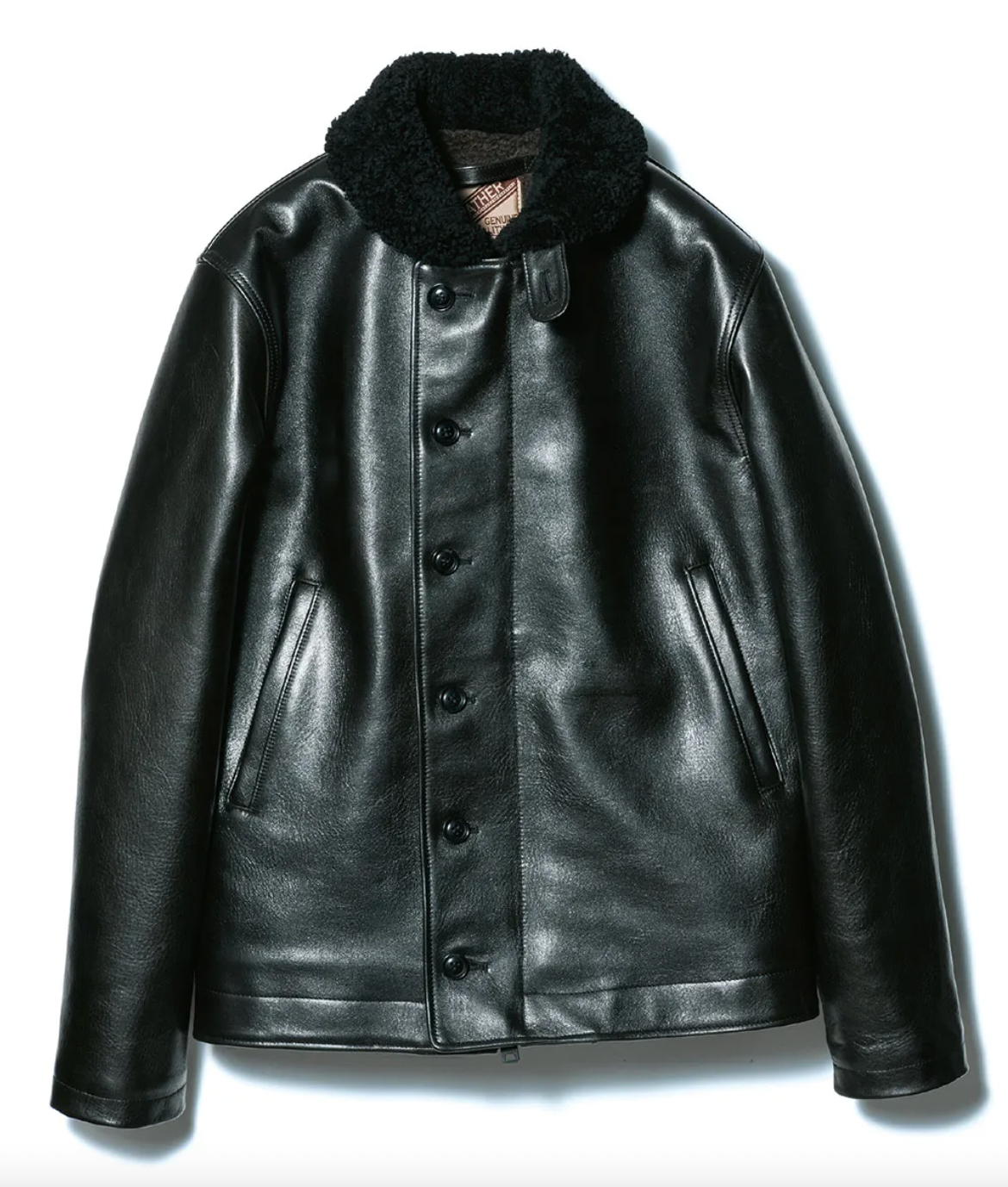 Y&#39;2 Leather Aniline Horse N1 Deck Jacket Black