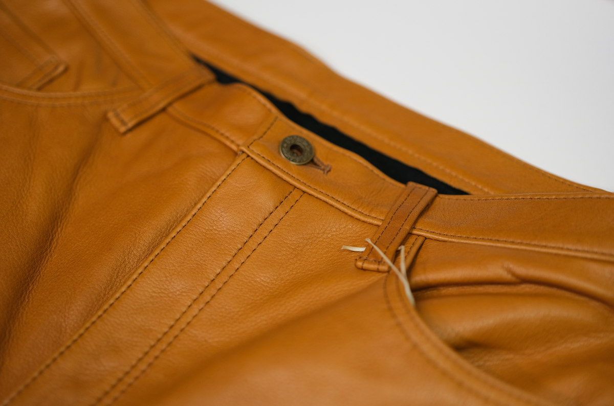 New Men Genuine Leather Pants Men's Winter Slim Camel Brown Cowhide Fashion  pant