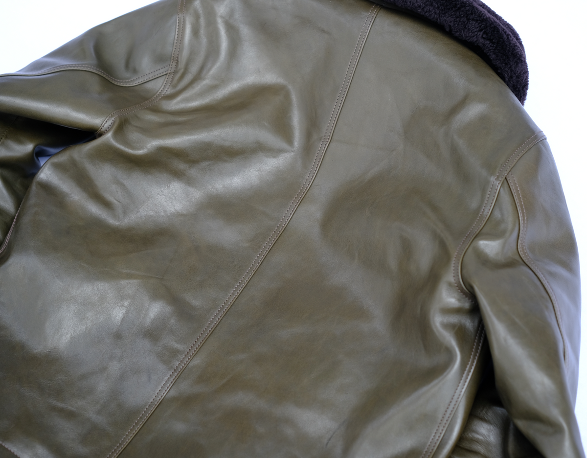 The Shop X Y&#39;2 Leather 1.3mm Olive Eco Horse N1 Deck Jacket