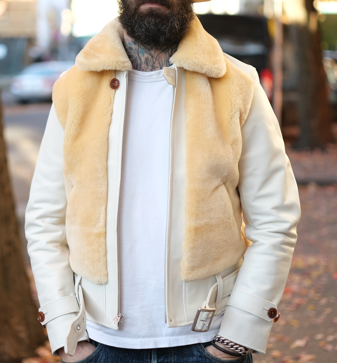 Helix leather top jacket with hood