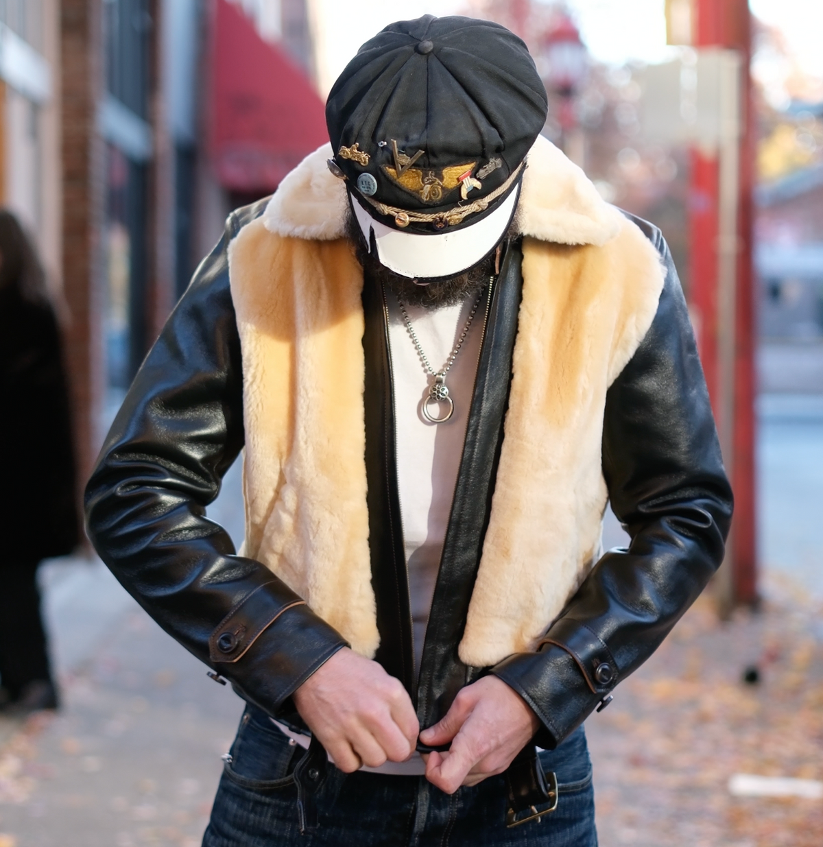 Horsehide top leather jacket
