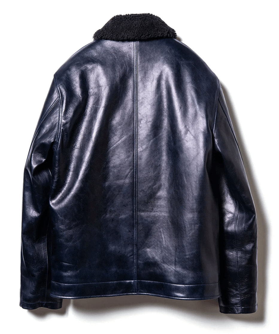 Y&#39;2 Leather 1.3mm Indigo Horse hide N-1 Deck Jacket