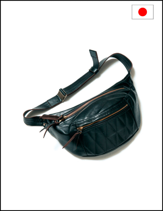 Y'2 Leather Horse Hide Waist Bag BG-09 Black