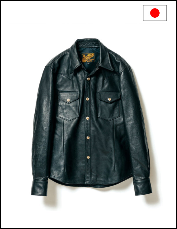 Y'2 Leather SS-13 Steer Oil Western Shirt Black