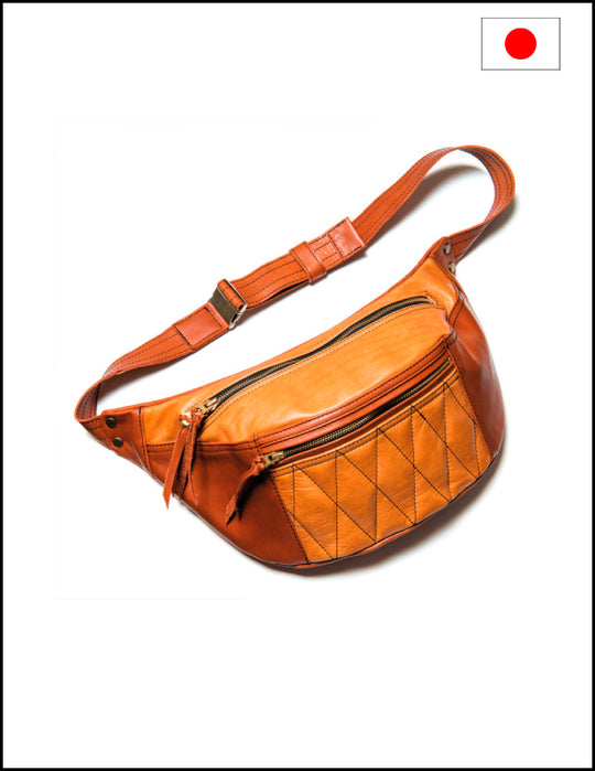 Y'2 Leather Horse Hide Waist Bag BG-09 Brown Camel