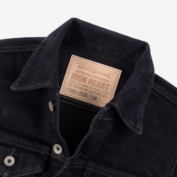 Iron Heart IH-526J-22OD 22oz Selvedge Denim Type III Jacket - Indigo Overdyed Black