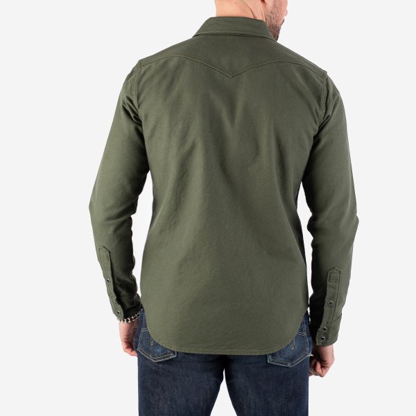 Iron Heart IHSH-235 13oz Military Serge Western Shirt Olive Drab