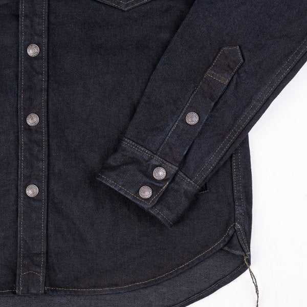Iron Heart IHSH-293-OD 18oz Vintage Selvedge Denim CPO Shirt - Indigo Overdyed Black