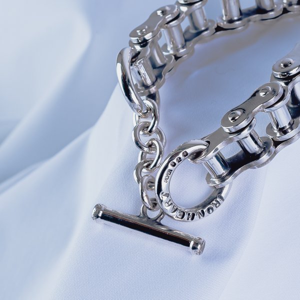 Iron Heart &quot;Motorcycle Chain&quot; Bracelet - Sterling Silver