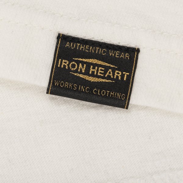 Iron Heart IHT-1610S-WHT 6.5oz Loopwheel Crew Neck T-Shirt - White
