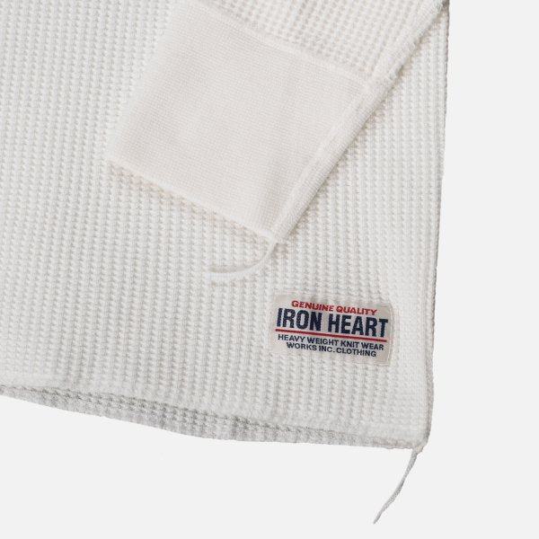 Iron Heart IHTL-1301 Waffle Knit Long Sleeved Crew Neck Thermal Top White