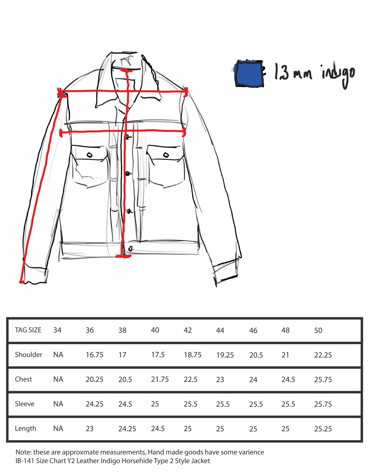 Y&#39;2 Leather IB-141 Indigo Horse Hide Type 2 Jacket