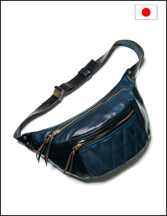 Y'2 Leather Horse Hide Waist Bag BG-09 Black Indigo